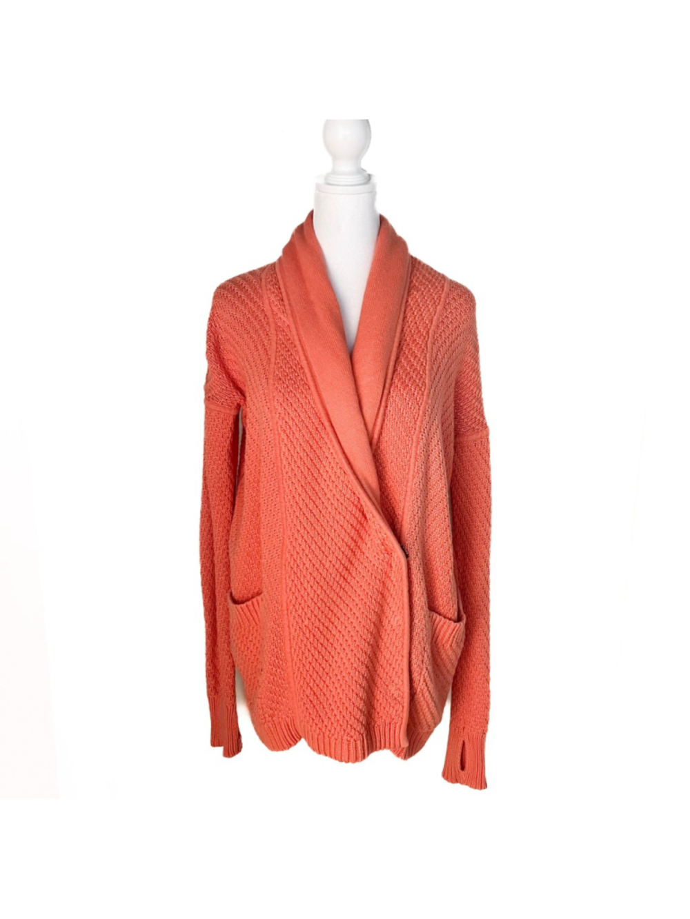 LULULEMON Athletica Post Practice Cardigan Plum Peach Orange Sz 6 Cotton